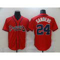Atlanta Braves #24 Deion Sanders Red Fedasgoge Game Jerseys