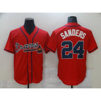 Atlanta Braves #24 Deion Sanders Red Fedasgoge Game Jerseys