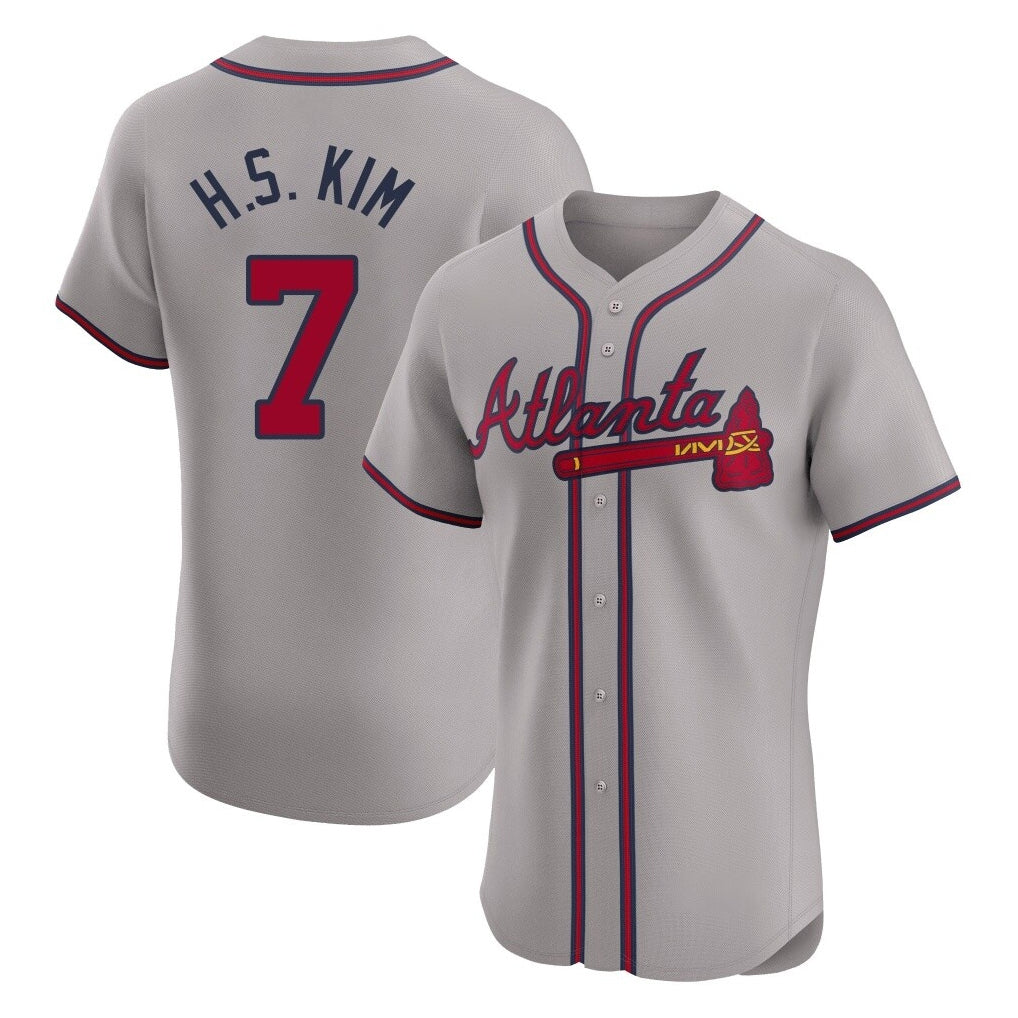 Atlanta Braves #7 Ha-Seong Kim Player Gray Fedasgoge Limited Elite Home Game Stitched Jerseys