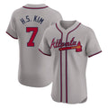 Atlanta Braves #7 Ha-Seong Kim Player Gray Fedasgoge Limited Elite Home Game Stitched Jerseys