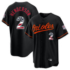 Baltimore Orioles #2 Gunnar Henderson Player Black Fedasgoge USA 250 Fourth of July Home Game Stitched Jerseys