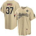 Arizona Diamondbacks #37 Kevin Ginkel Gold Fedasgoge 2023 World Series City Connect Cool Base Stitched Jersey