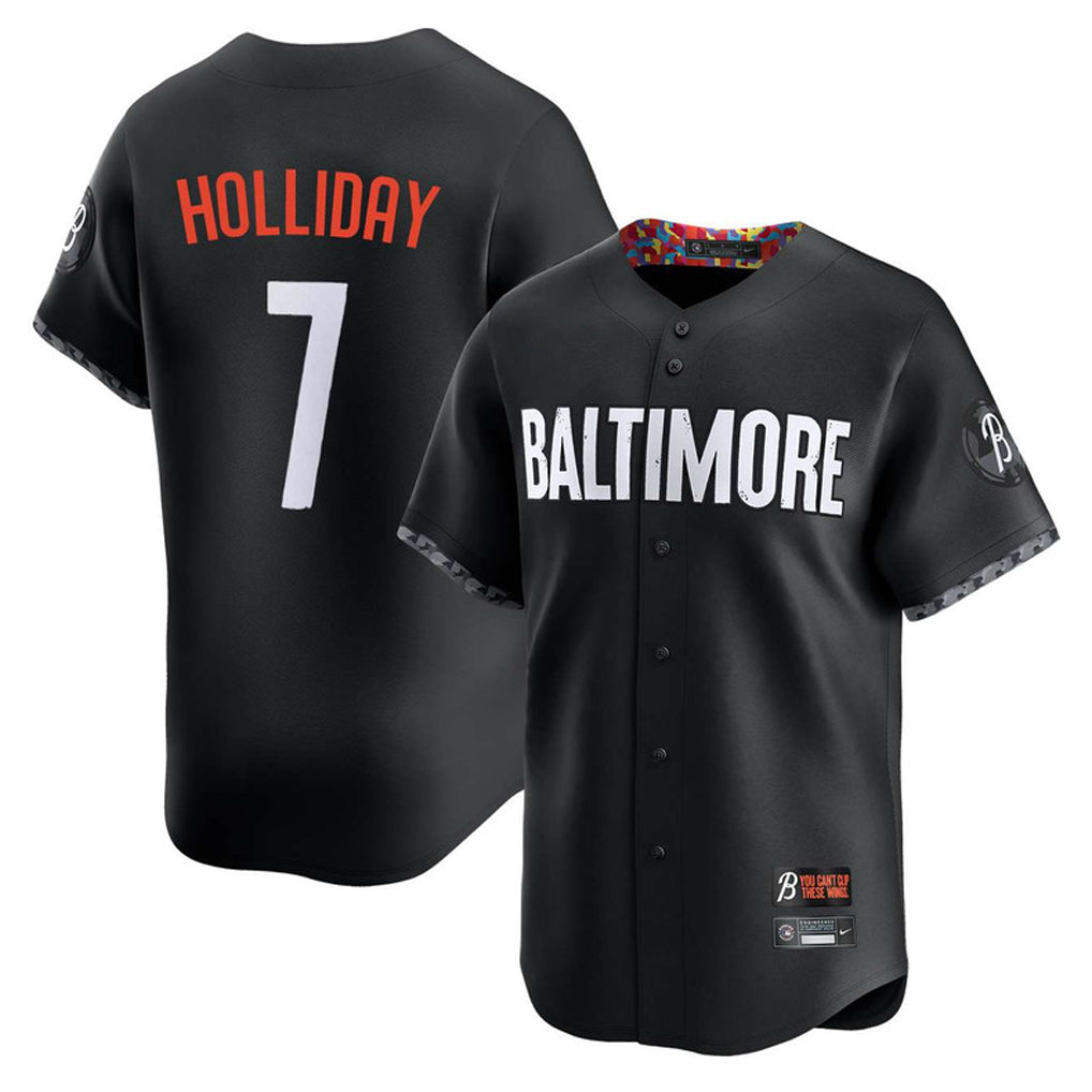 Baltimore Orioles #7 Jackson Holliday Player Black Fedasgoge City Connect Limited Home Game Stitched Jerseys