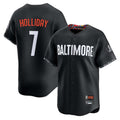 Baltimore Orioles #7 Jackson Holliday Player Black Fedasgoge City Connect Limited Home Game Stitched Jerseys