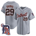 Detroit Tigers #29 Tarik Skubal Gray Fedasgoge Logo Patch Vapor Premier Limited Stitched Jersey
