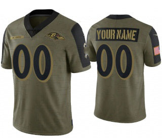 Custom B.Ravens Olive Fedasgoge ACTIVE PLAYER 2021 Salute To Service Limited Stitched Jersey