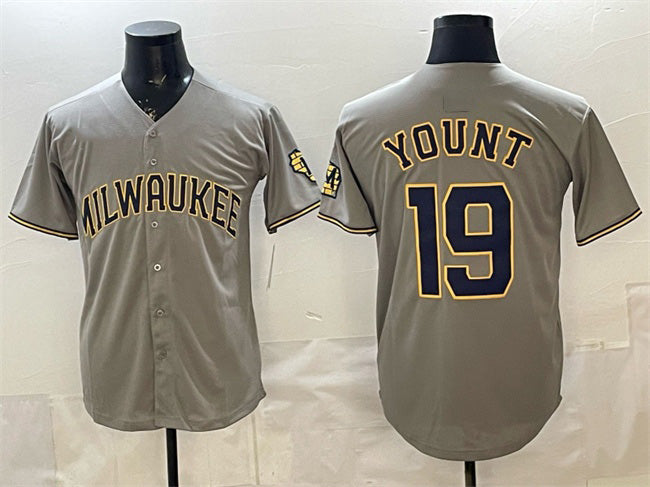 Milwaukee Brewers #19 Robin Yount Grey Fedasgoge Home Limited Stitched Jersey