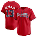 Atlanta Braves #13 Ronald Acuna Jr Red FOULKSSHOP Alternate Limited Player Jersey