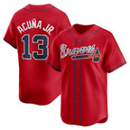 Atlanta Braves #13 Ronald Acuna Jr Red FOULKSSHOP Alternate Limited Player Jersey