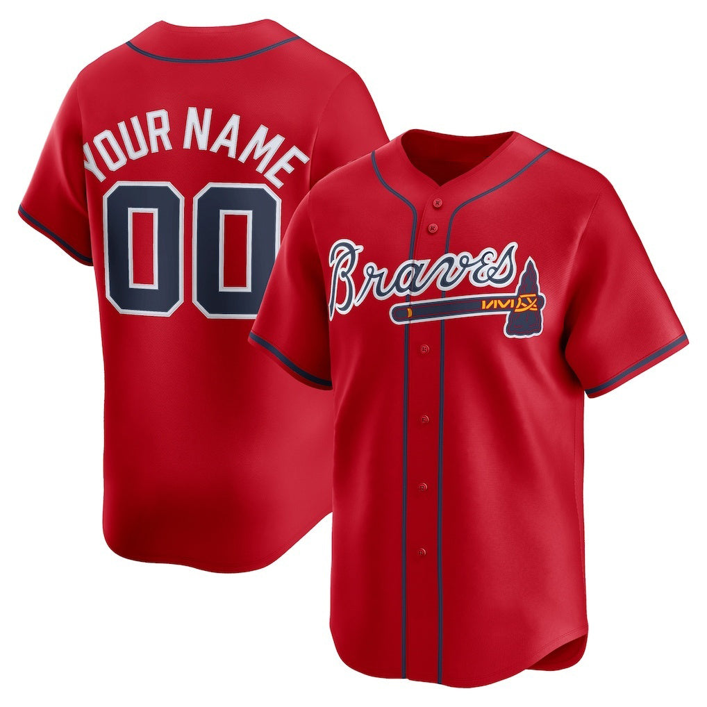 Custom Atlanta Braves Red Fedasgoge Alternate Limited Jersey