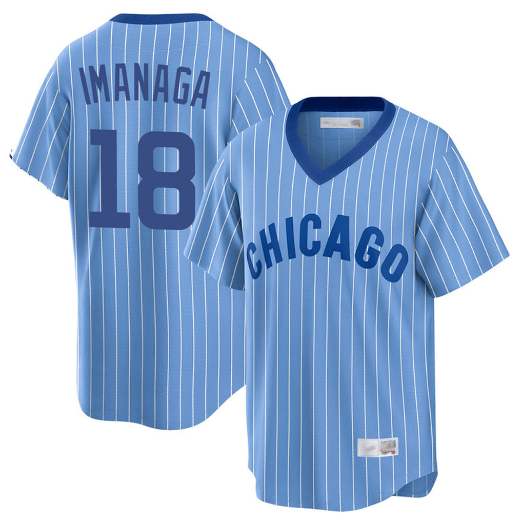 Chicago Cubs #18 Shota Imanaga Player Blue Fedasgoge T-shirt Cooperstown Collection Limited Stitched Jerseys