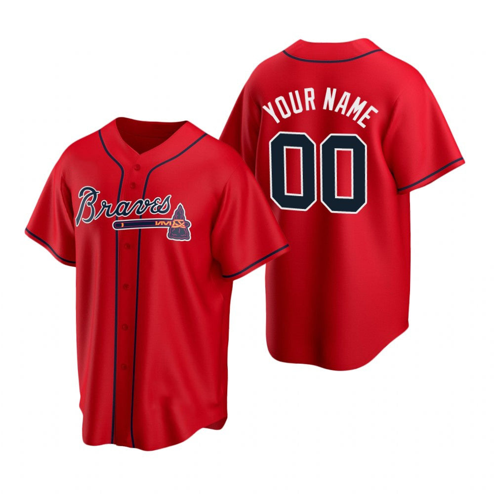 Custom Atlanta Braves Red Fedasgoge 2020 Stitched Cool Base Jersey