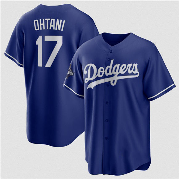 Los Angeles Dodgers #17 Shohei Ohtani Blue Fedasgoge 2025 World Series Champions Stitched Jersey
