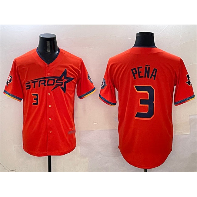 Houston Astros #3 Jeremy Pena Orange Fedasgoge 2025 City Connect With Texas Patch Limited Stitched Jersey