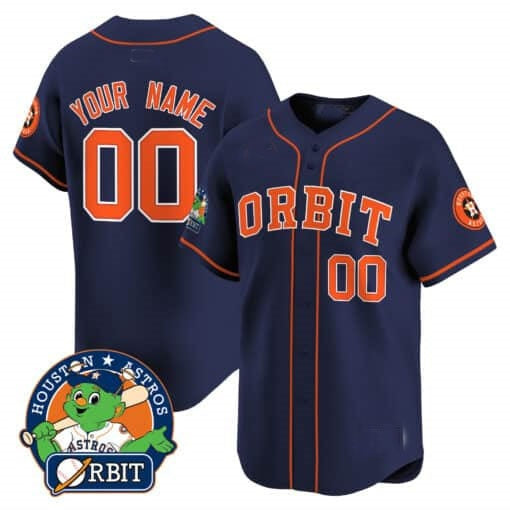 Custom Houston Astros Orbit Patch Vapor Premier Limited Jersey ¨C Navy Fedasgoge