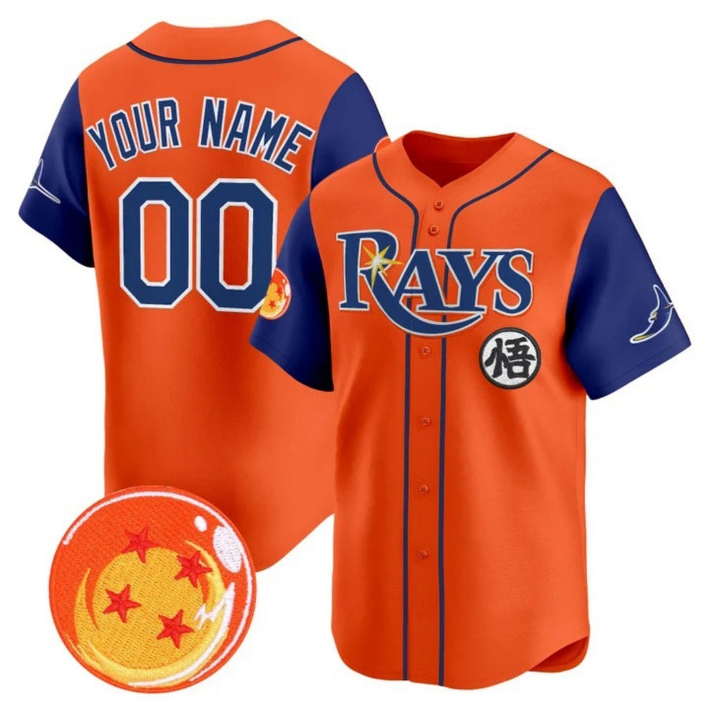 Custom Tampa Bay Rays x Dragon Ball Royal Orange Fedasgoge Vapor Premier Limited Jersey - All Stitched