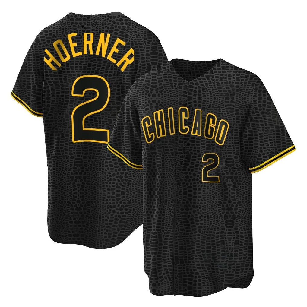 Chicago Cubs #2 Nico Hoerner Player Black Fedasgoge Snake Skin City Game Stitched Jerseys