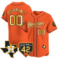 Custom Houston Astros 2024 Jackie Robinson Patch Vapor Premier Limited Jersey ¨C Orange Fedasgoge