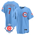 Chicago Cubs #7 Dansby Swanson Player Light Blue Fedasgoge 150th Anniversary Home Game Stitched Jerseys