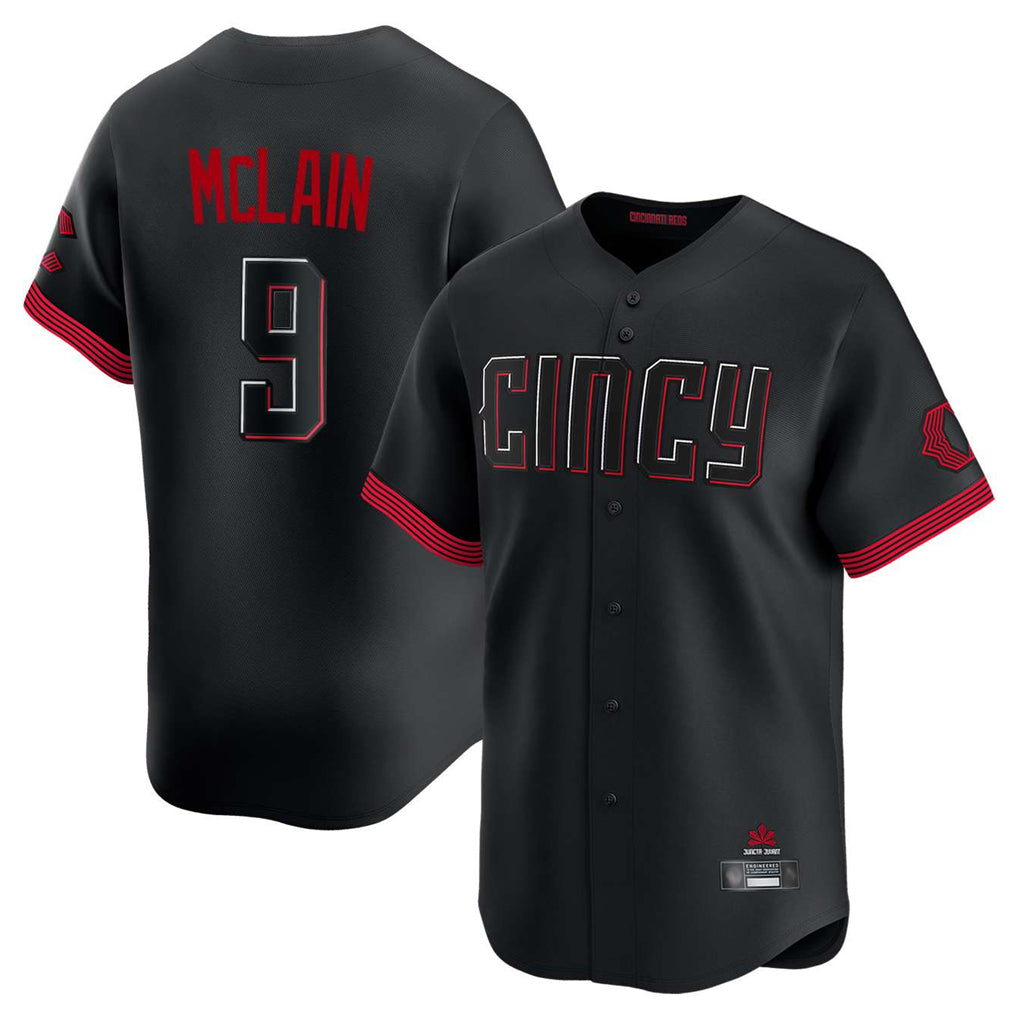 Cincinnati Reds #9 Matt McLain Player Black Fedasgoge City Connect Home Limited Stitched Jerseys