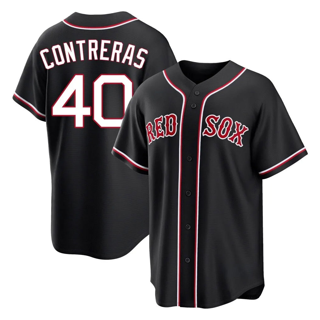 Boston Red Sox #40 Willson Contreras Player Black Fedasgoge Out Home Game Stitched Jerseys