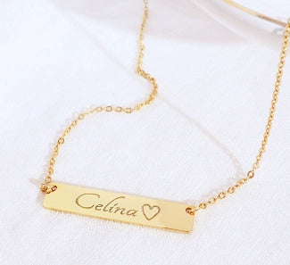 Petite Boutique Customizable Your Name Bar Necklace Personalized Mothers Day Gift Custom Jewelry 16K Plated Aniversary bridesmaid Gift for Women Gold Silver Rose Gold