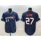 Houston Astros #27 Jose Altuve Navy Fedasgoge 2025 City Connect With Texas Patch Limited Stitched Jersey
