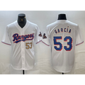 Texas Rangers #53 Adolis Garcia Number White Fedasgoge 2023 World Series Champions Cool Base Jerseys