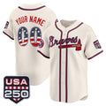 Custom Atlanta Braves Cream Fedasgoge USA 250 Fourth of July Vapor Premier Limited Jersey ¨C All Stitched