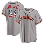 San Francisco Giants #51 Jung Hoo Lee USA 250 Fourth of July Road Stadium Jersey - Gray Fedasgoge