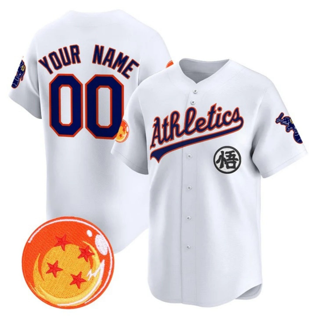 Custom Oakland Athletics x Dragon Ball White Fedasgoge Vapor Premier Limited Jersey - All Stitched