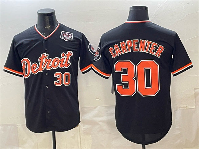 Detroit Tigers #30 Kerry Carpenter Black Fedasgoge 2026 Alternate USA 250' Patch Vapor Premier Limited Stitched Jersey