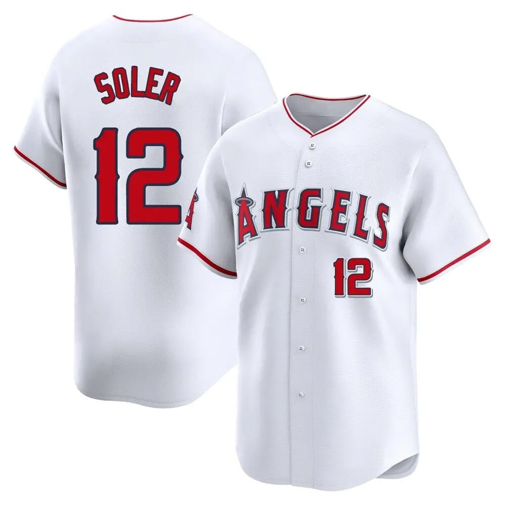 Los Angeles Angels #12 Jorge Soler Player White Fedasgoge Limited Home Stitched Jerseys