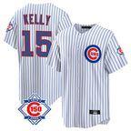 Chicago Cubs #15 Carson Kelly Player White Fedasgoge 150th Anniversary Home Game Stitched Jerseys