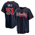 Atlanta Braves #51 Chris Sale Player Navy Fedasgoge Home Game Stitched Jerseys