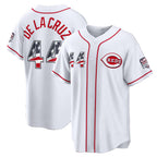 Cincinnati Reds #44 Elly De La Cruz USA 250 Fourth of July Home Stadium Jersey - White Fedasgoge