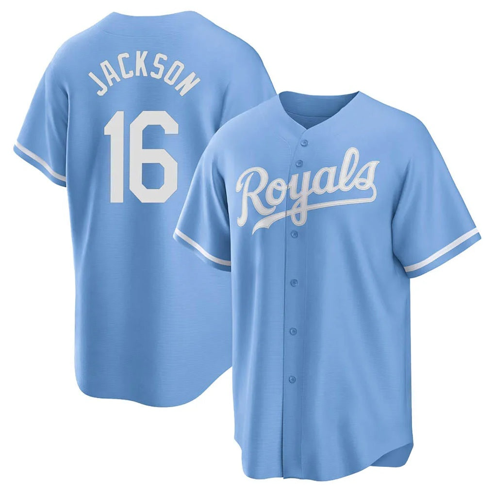 Kansas City Royals #16 Bo Jackson Player Light Blue Fedasgoge Home Game Stitched Jerseys