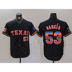 Texas Rangers #53 Adolis Garcia Black Fedasgoge Rainbow Mexico Cool Base Stitched Jersey