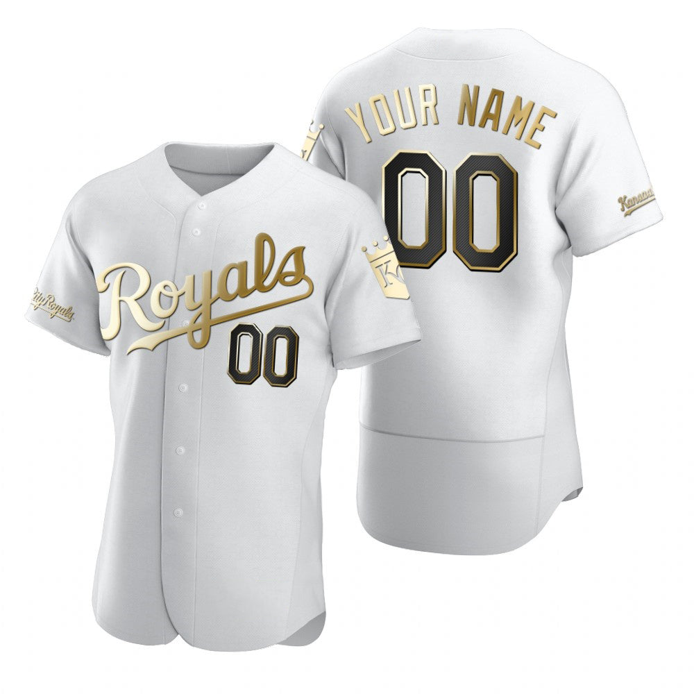 Custom Kansas City Royals White Fedasgoge Stitched Flex Base Golden Edition Jersey