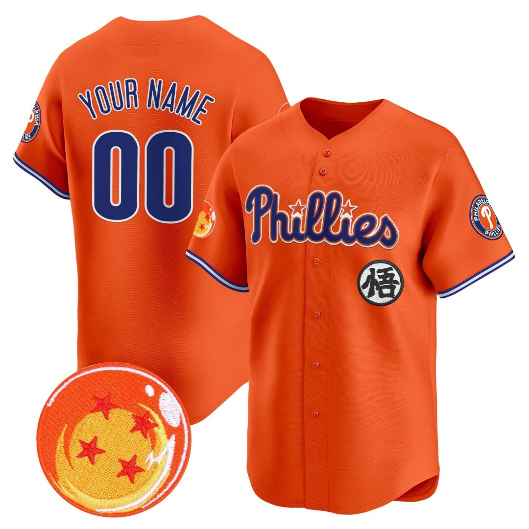 Custom Philadelphia Phillies x Dragon Ball Orange Fedasgoge Vapor Premier Limited Jersey - All Stitched