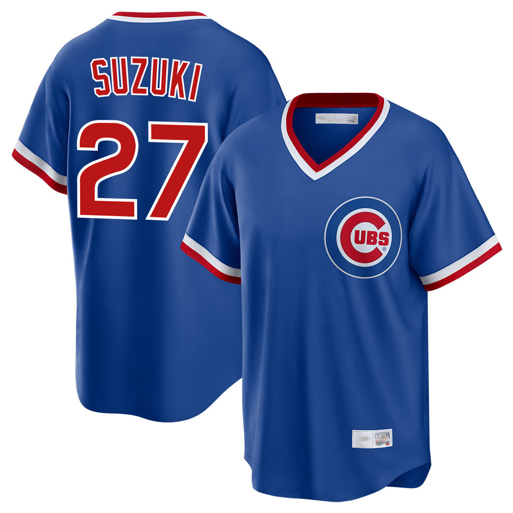 Chicago Cubs #27 Seiya Suzuki Player Royal Fedasgoge T-shirt Cooperstown Collection Limited Stitched Jerseys
