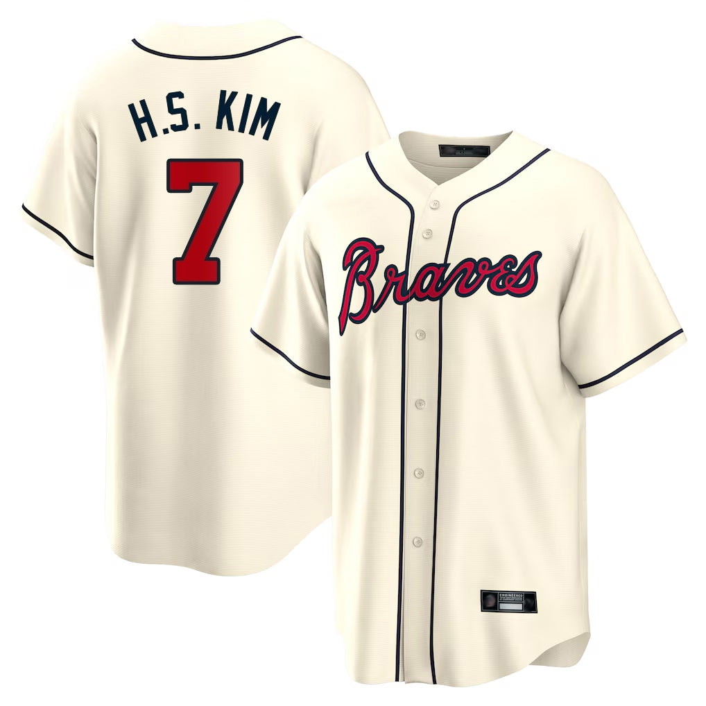 Atlanta Braves #7 Ha-Seong Kim Player Cream Fedasgoge Home Game Stitched Jerseys