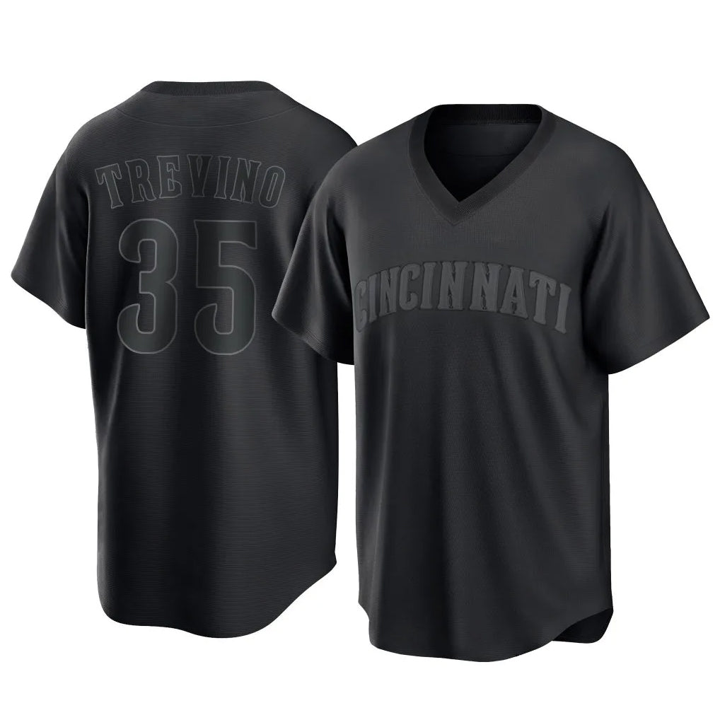 Cincinnati Reds #35 Jose Trevino Player Black Fedasgoge T-shirt Game Home Stitched Jerseys