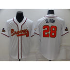 Atlanta Braves #28 Matt Olson 2022 White Gold FOULKSSHOP World Series Champions Program Cool Base Stitched Jersey