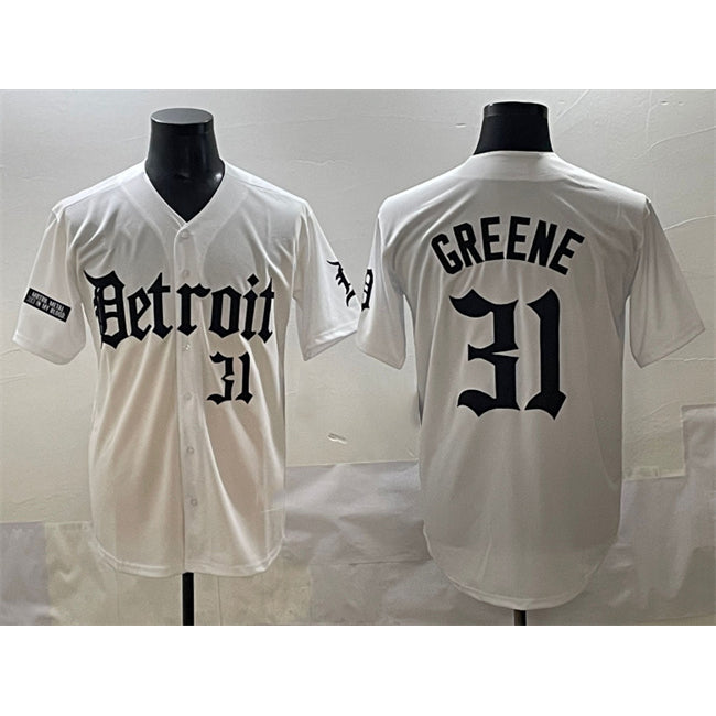 Detroit Tigers #31 Riley Greene White Fedasgoge 'Motor Gothic Edition' Vapor Premier Limited Stitched Jersey