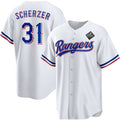 Texas Rangers #31 Max Scherzer 2023 White Fedasgoge World Series Stitched Jersey