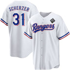 Texas Rangers #31 Max Scherzer 2023 White Fedasgoge World Series Stitched Jersey