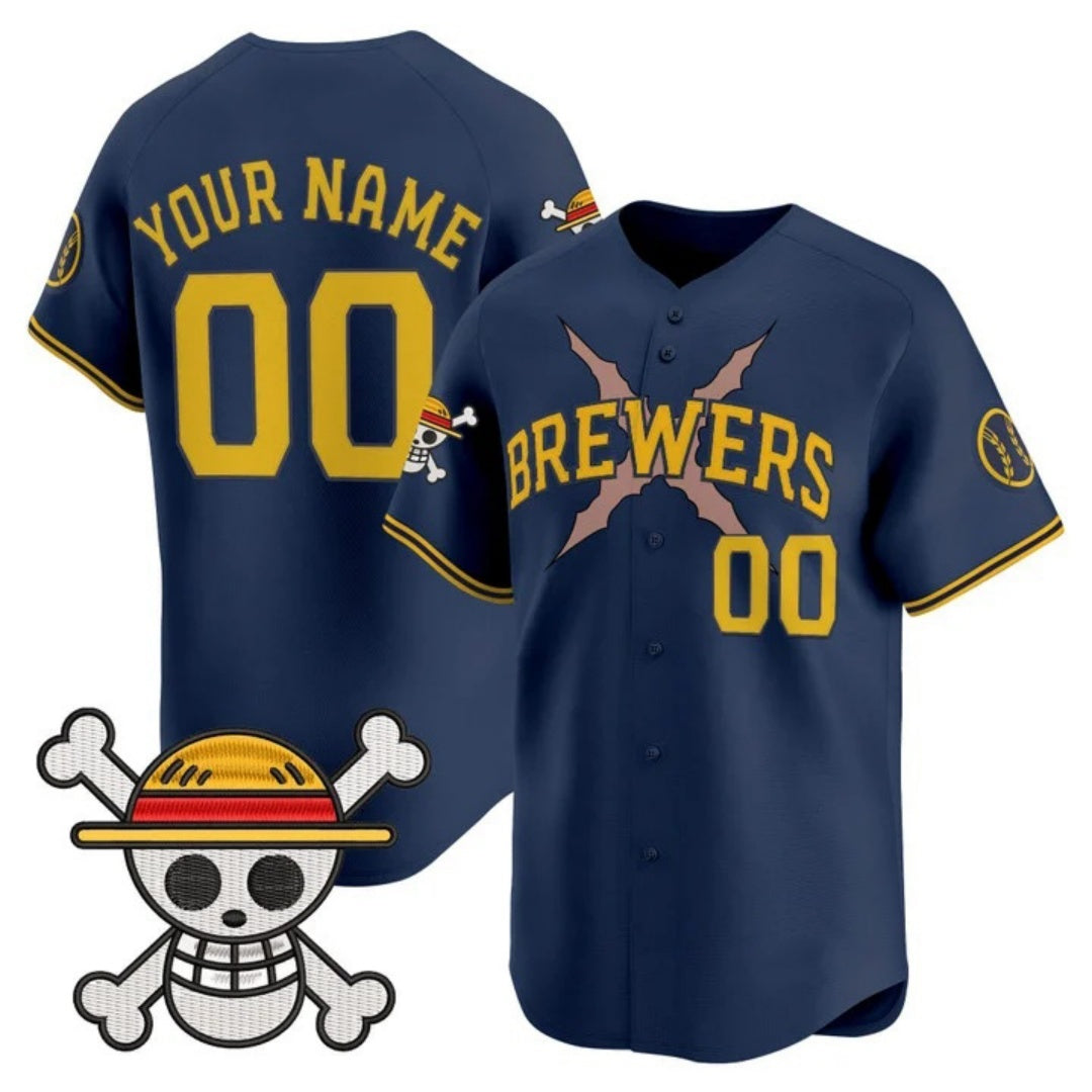 Custom Milwaukee Brewers x One Piece Navy Fedasgoge Vapor Premier Limited Jersey - Stitched