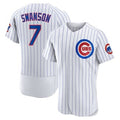 Chicago Cubs #7 Dansby Swanson White Fedasgoge Home Stitched Flex Base Jersey