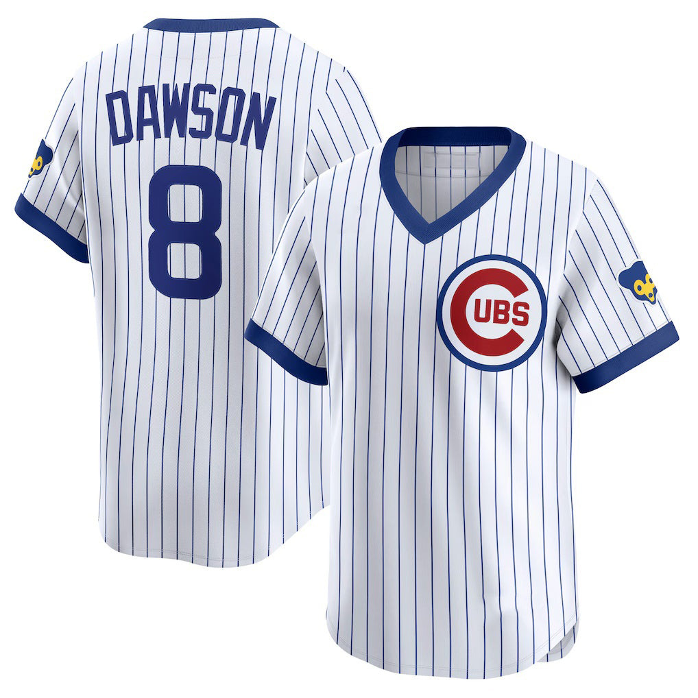 Chicago Cubs #8 Andre Dawson White Fedasgoge Throwback Cooperstown Collection Limited Jersey